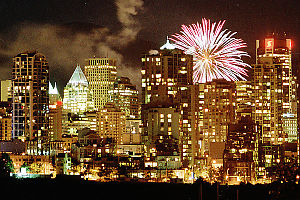 Fireworks Over Vancouver From Fairview Slopes