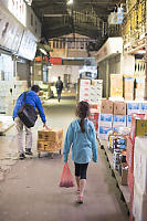 Nara Walking In Fruit Market With Grapes