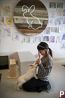 Claira With Big White Rabbit