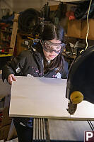 Claira Cutting On Bandsaw