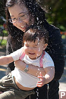 Helen Holding Nara Near Fountain