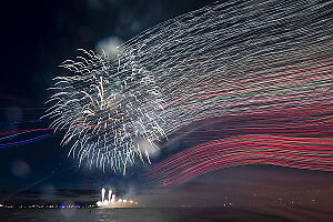 Abstract Fireworks Red And White Right