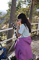Claira Looking Through Solar Masked Telescope