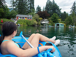 Claira Paddling With Mallards