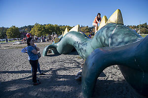 Claira Climbing Cadborosaurus Back