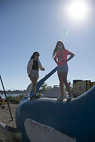 Standing On Playground Sculpture