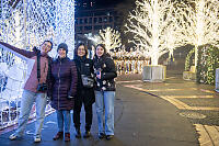 Standing Under Lit Trees