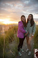 Kids At Beach At Sunset