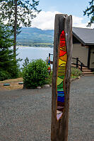 Glass Sculptures In Driftwood